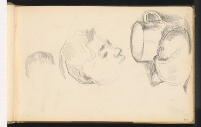 Een Hoofd, een Beker en een Broodje door Paul Cézanne