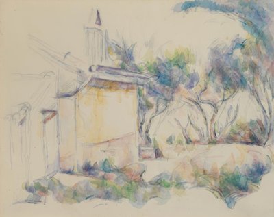Het huisje van Jourdan door Paul Cézanne