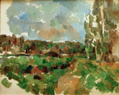 Landschap aan de oever van een rivier door Paul Cézanne