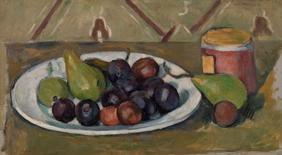 Bord met Fruit en Pot Conserven door Paul Cézanne