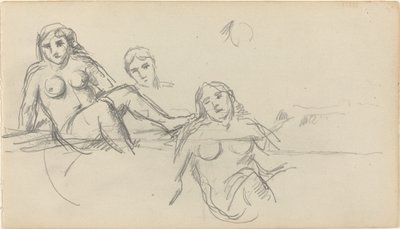 Zittende badende [verso], 1882-1885 door Paul Cézanne