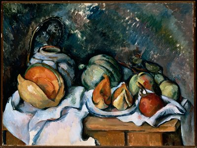 Stilleven met Fruit en een Gemberpot, ca. 1895 door Paul Cézanne