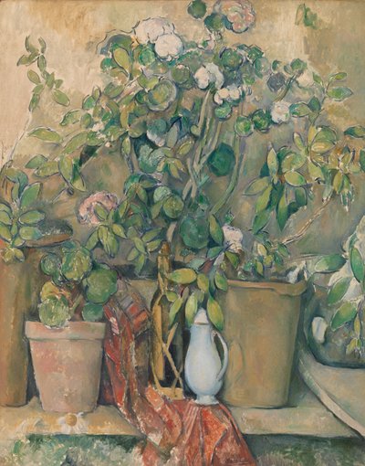 Terracotta potten en bloemen door Paul Cézanne