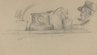 De Vader van de Kunstenaar en Objecten op een Schouw [verso] door Paul Cézanne