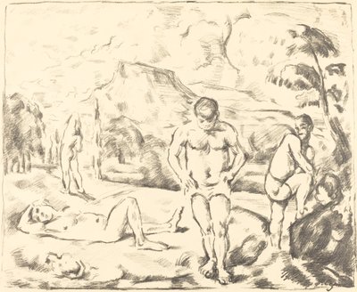 De baders (grote plaat) door Paul Cézanne
