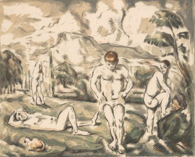 De Grote Baders Les Baigneurs, ca. 1898 door Paul Cézanne