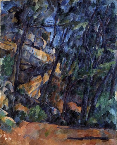 Bomen en rotsen in het park van het Château Noir, ca. 1904 door Paul Cézanne