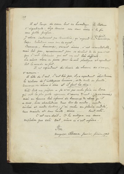 Avant et après - Laatste pagina van hoofdtekst door Paul Gauguin