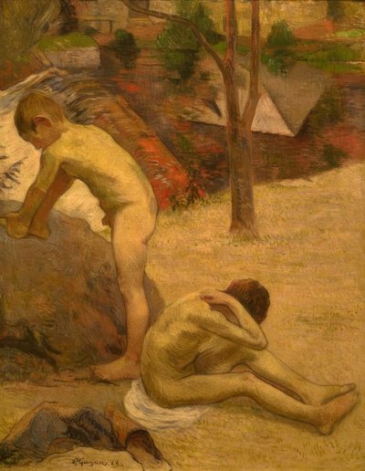 Badende Bretonse jongens door Paul Gauguin