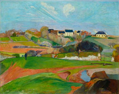 Frans: Champs au Pouldu, ou Paysage au Pouldu Landschap in Le Pouldu door Paul Gauguin