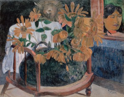 Frans: Nature morte avec des tournesols sur un fauteuil (II) Zonnebloemen door Paul Gauguin