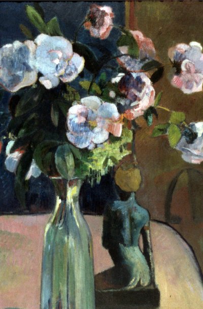 Frans: Nature morte à la statuette, ou Roses et statuette Rozen en beeldje door Paul Gauguin