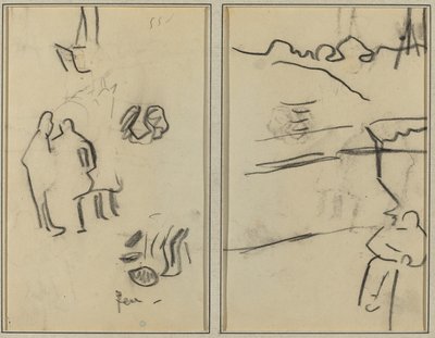 Groep Menselijke Figuren; Een Zittende Man (recto) door Paul Gauguin
