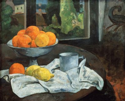 Sinaasappels en citroenen met uitzicht op Pont-Aven door Paul Gauguin