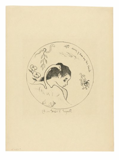 Ontwerp voor een bord (Leda), frontispice uit de Volpini Suite door Paul Gauguin