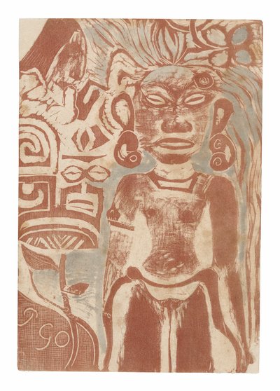 Idool van Tahiti - de godin Hina door Paul Gauguin