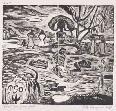 Tahitische serie: Offers aan een god door Paul Gauguin