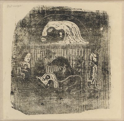Te Atua (De goden) kleine plaat [verso] door Paul Gauguin