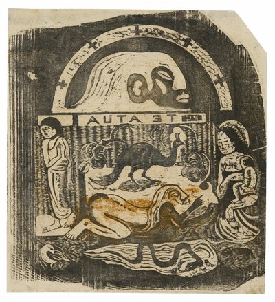 Te atua (De God), uit de suite van late houtsneden door Paul Gauguin