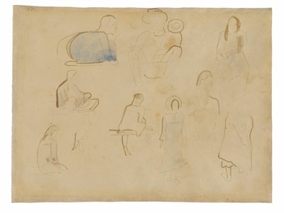 Tien studies van Tahitiaanse figuren door Paul Gauguin