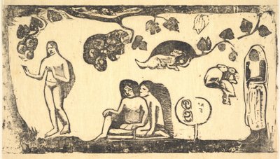 Vrouwen, dieren en gebladerte door Paul Gauguin