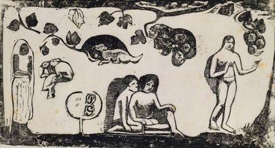 Vrouwen, dieren en gebladerte, 1895-1903 door Paul Gauguin