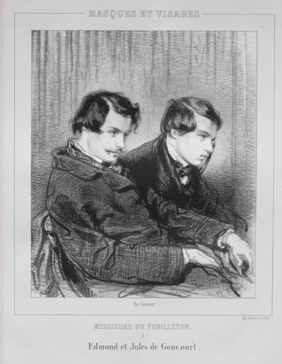 Edmond en Jules de Goncourt, 1853 door Paul Gavarni