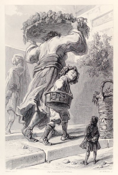 Gulliver en Lordbruldrud, uit de Franse editie van Gullivers Reizen door Jonathan Swift door Paul Gavarni