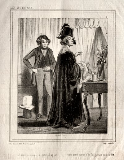 Les Actrices: Javais demande un petit chapeau!, 1843 door Paul Gavarni