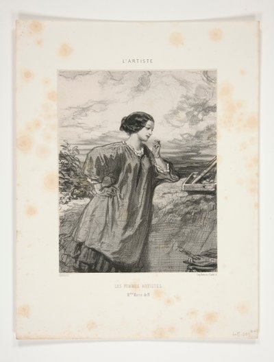 De vrouwelijke kunstenaars / Juffrouw Marie de N door Paul Gavarni