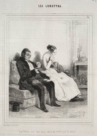 Les Lorettes, 1842 door Paul Gavarni
