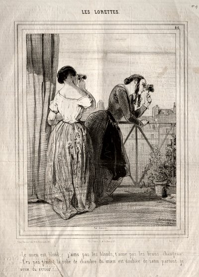 Les Lorettes, 1842 door Paul Gavarni
