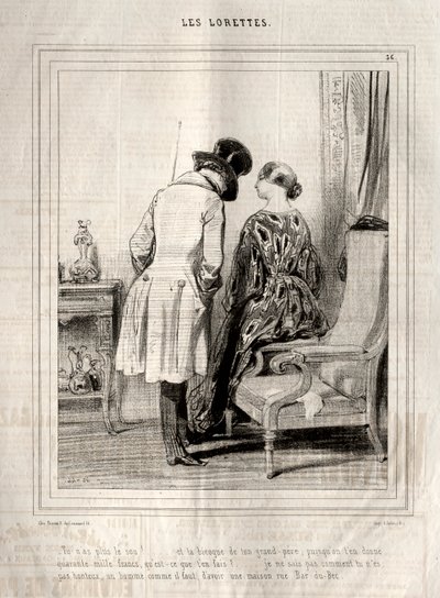 Les Lorettes, 1842 door Paul Gavarni
