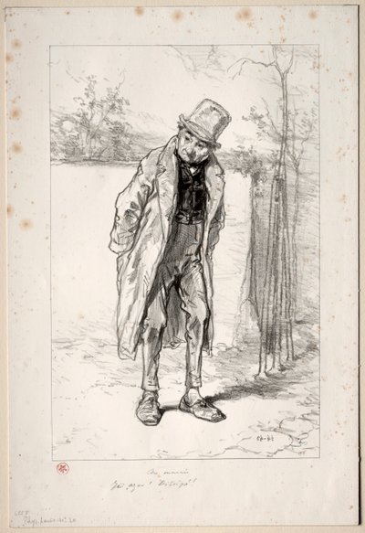 Physionomies Parisiennes: Au Marais. Ici, Azor! ici!, 1857-58 door Paul Gavarni