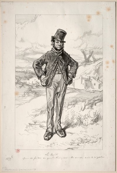 Physionomies Parisiennes: Le Lundi, 1857-58 door Paul Gavarni