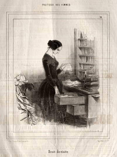 Politique des Femmes: Droit de visite, 1843 door Paul Gavarni