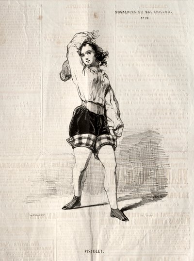 Souvenirs du Bal Chicard: Pistolet, 1843 door Paul Gavarni