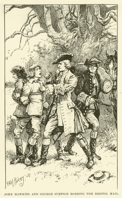 John Hawkins en George Sympson beroven de Bristol Mail (gravure) door Paul Hardy