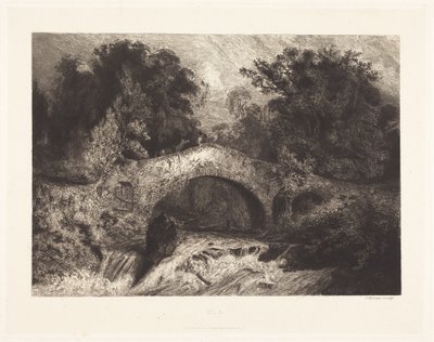 Een brug in de Auvergne door Paul Huet