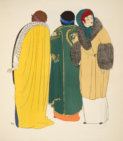 Drie Jassen uit Les Robes de Paul Poiret gepubliceerd 1908 door Paul Iribe