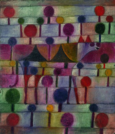 Kameel in een Ritmisch Landschap van Bomen, 1920 door Paul Klee