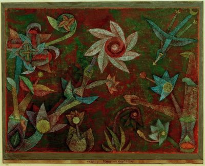 Kruis- en spiraalbloemen door Paul Klee