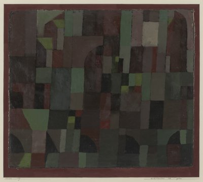 Rood/Groene Architectuur (geel/violet gradatie) door Paul Klee