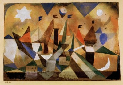 Zeilschepen, wachtend op de storm door Paul Klee