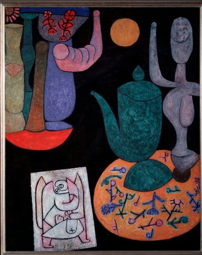 Stilleven op zwarte achtergrond door Paul Klee