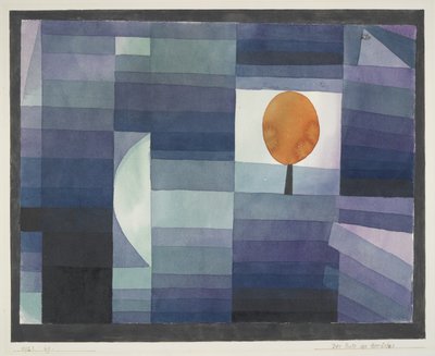 De Voorbode van de Herfst groen/violet gradatie met oranje accent door Paul Klee