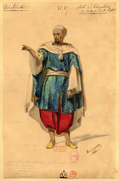 Abayaldos. Kostuumontwerp voor de opera Dom Sébastien, Roi de Portugal, 1843 door Paul Lormier