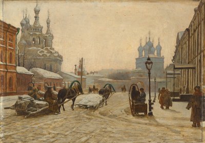 De Kerk van de Geboorte van de Theotokos op Putinki en het Passie Strastnoy Klooster door Paul Louis Bouchard