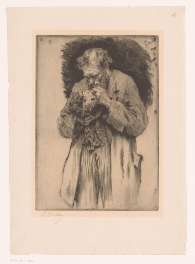 Portret van een man met gedekte pot door Paul Mathey (signed by artist)