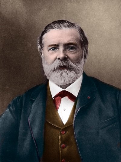 Portret van Etienne-Jules Marey (1830-1904); Engelse wetenschapper en chronofotograaf; uitvinder van de sfigmograaf en een pionier van fotografie en cinema. Foto door Nadar, Paul (1856-1939). Digitale inkleuring. door Paul Nadar